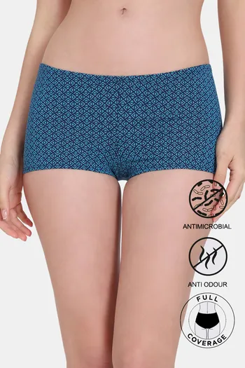 Buy Zivame Anti-Microbial Low Rise Full Coverage Boyshort Panty - Tribal Triangles Navy